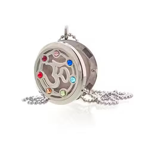 Aromatherapy Diffuser Necklace – OM Chakra | 30mm Stainless Steel Locket