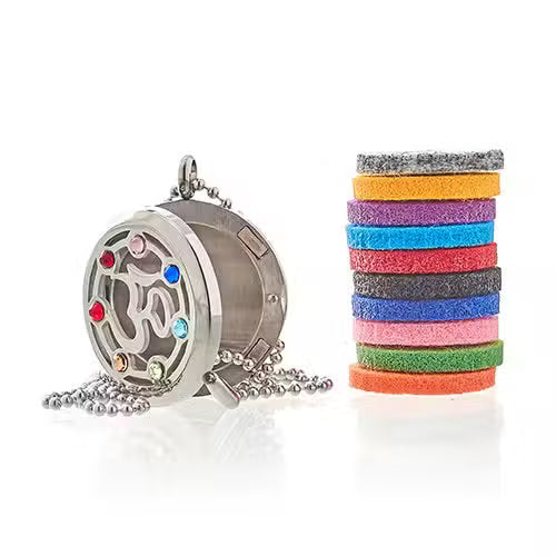Aromatherapy Diffuser Necklace – OM Chakra | 30mm Stainless Steel Locket
