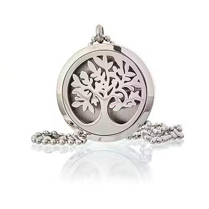Aromatherapy Diffuser Necklace – Tree of Life | 30mm Stainless Steel Locket
