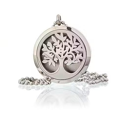 Aromatherapy Diffuser Necklace – Tree of Life | 30mm Stainless Steel Locket