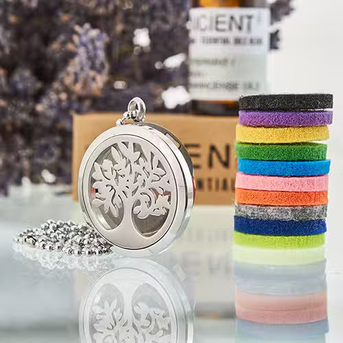 Aromatherapy Diffuser Necklace – Tree of Life | 30mm Stainless Steel Locket