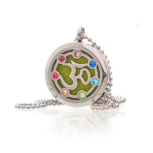 Aromatherapy Diffuser Necklace – OM Chakra | 30mm Stainless Steel Locket