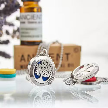 Aromatherapy Diffuser Necklace – Tree of Life | 30mm Stainless Steel Locket