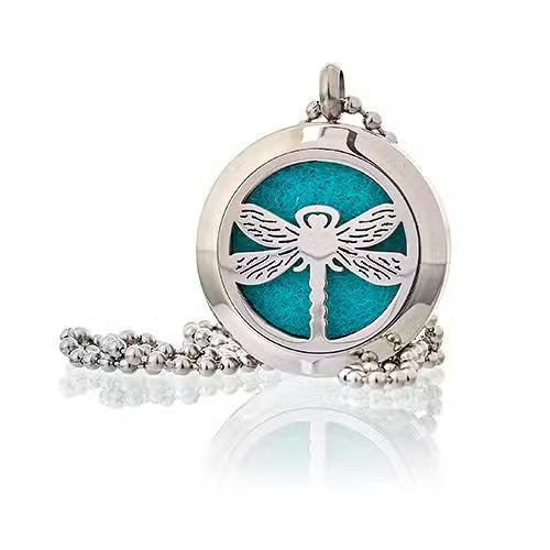 Aromatherapy Diffuser Necklace – Dragonfly | 25mm Stainless Steel Locket