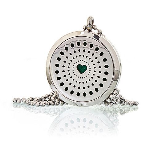 Diamond Heart Aromatherapy Necklace – Refillable Diffuser Pendant – 30mm Stainless Steel Gift for Her