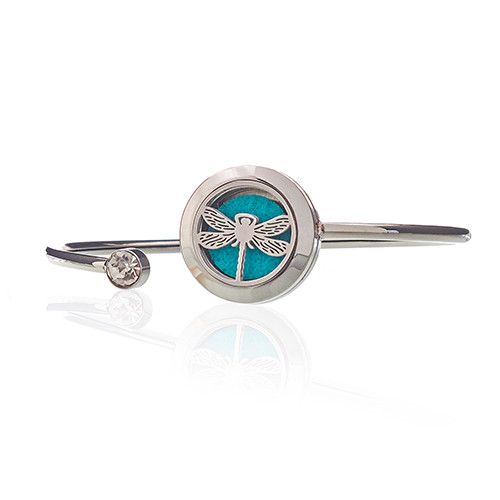 Dragonfly Aromatherapy Crystal Bracelet – 20mm Stainless Steel Diffuser – Symbol of Change & Lightness