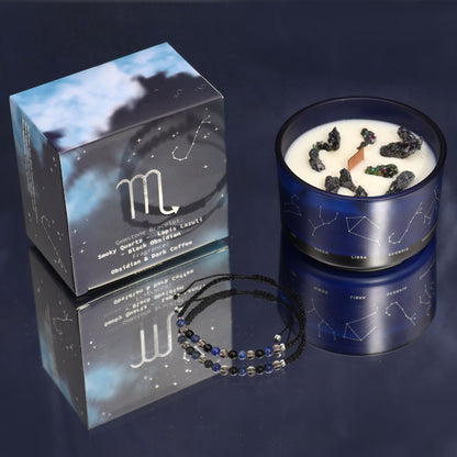 Scorpio Zodiac Crystal Candle & Gemstone Bracelet – Celestial Ritual Gift