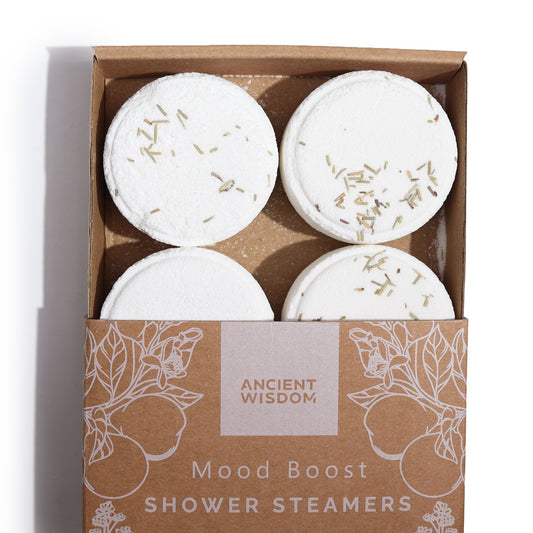 Zen Shower Steamers – Therapy Wellness Quartet (Mood Boost, White) | Aromatherapy Gift Set