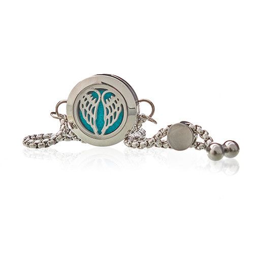 Angel Wings Aromatherapy Bracelet – Diffuser Jewelry with Essential Oil Pad (20mm)