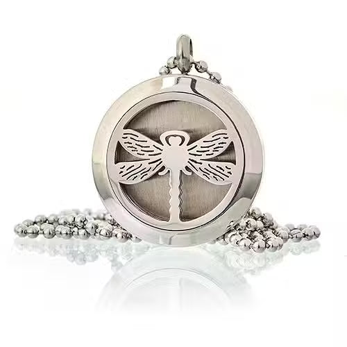 Aromatherapy Diffuser Necklace – Dragonfly | 25mm Stainless Steel Locket